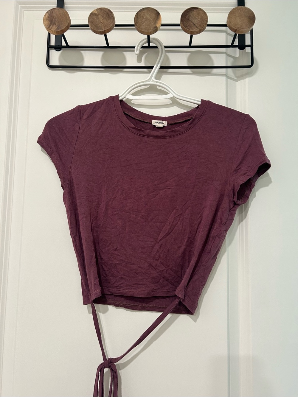 Garage Mauve Tie-Front Crop Top